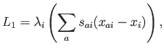 $\displaystyle L_1=\lambda_i \left(\sum_a s_{a i} (x_{a i} - x_i) \right) ,
$