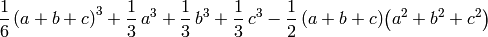 \frac{1}{6} \, {\left(a + b + c\right)}^{3} + \frac{1}{3} \, a^{3} + \frac{1}{3} \, b^{3} + \frac{1}{3} \, c^{3} - \frac{1}{2} \, {\left(a + b + c\right)} {\left(a^{2} + b^{2} + c^{2}\right)}