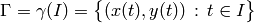 \Gamma&=\gamma(I)=\big\{(x(t),y(t))\,:\, t\in I\big\}