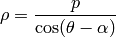 \rho=\dfrac{p}{\cos(\theta-\alpha)}