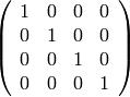 \left(\begin{array}{rrrr}
1 & 0 & 0 & 0 \\
0 & 1 & 0 & 0 \\
0 & 0 & 1 & 0 \\
0 & 0 & 0 & 1
\end{array}\right)