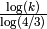 \frac{\log(k)}{\log(4/3)}